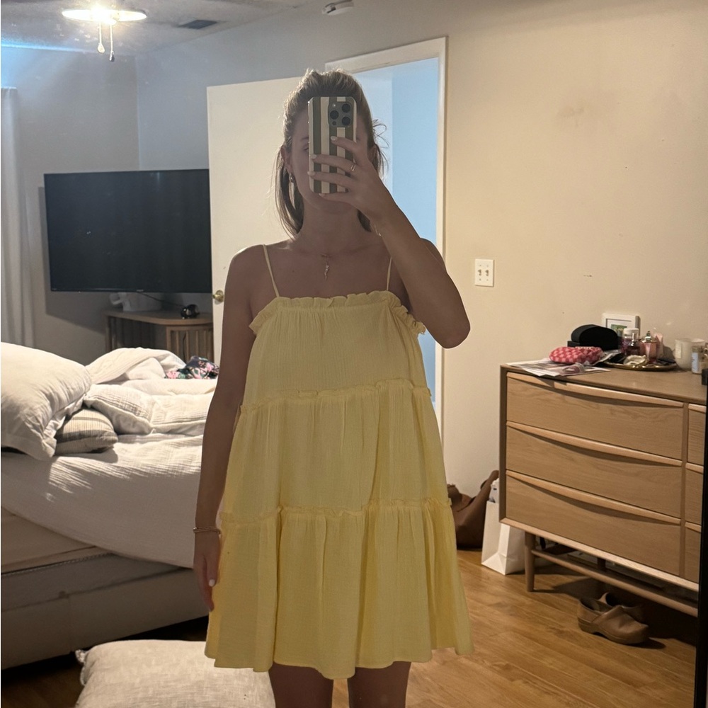 Yellow Sleeveless Tiered Dress